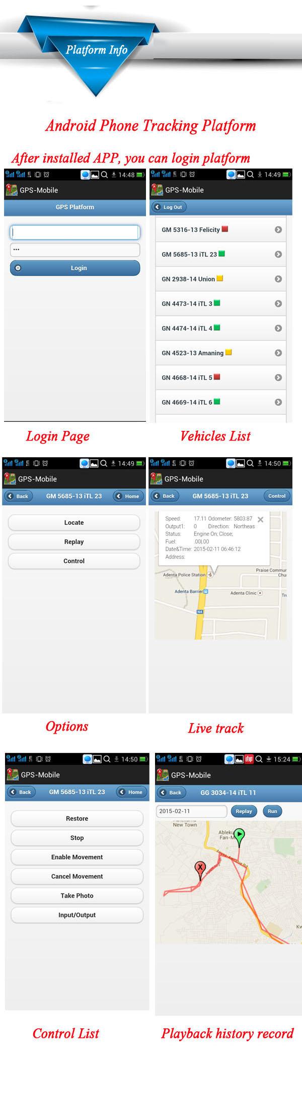 Perseguidor anti de GPS del vehículo del hurto de las alarmas para coches de Smartphone con GPS libre que sigue la plataforma