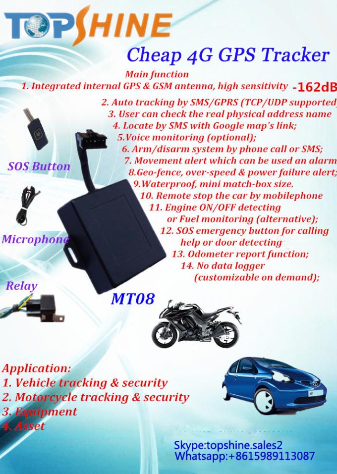 Motocicleta impermeable GPS que sigue al perseguidor del vehículo 4G GPS del dispositivo con IOS Android APP GPS que sigue la plataforma