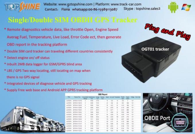 Perseguidor de Mini Size Competitive OBD GPS que sigue el maderero de datos incorporado del dispositivo para el ángulo muerto de GSM/GPRS